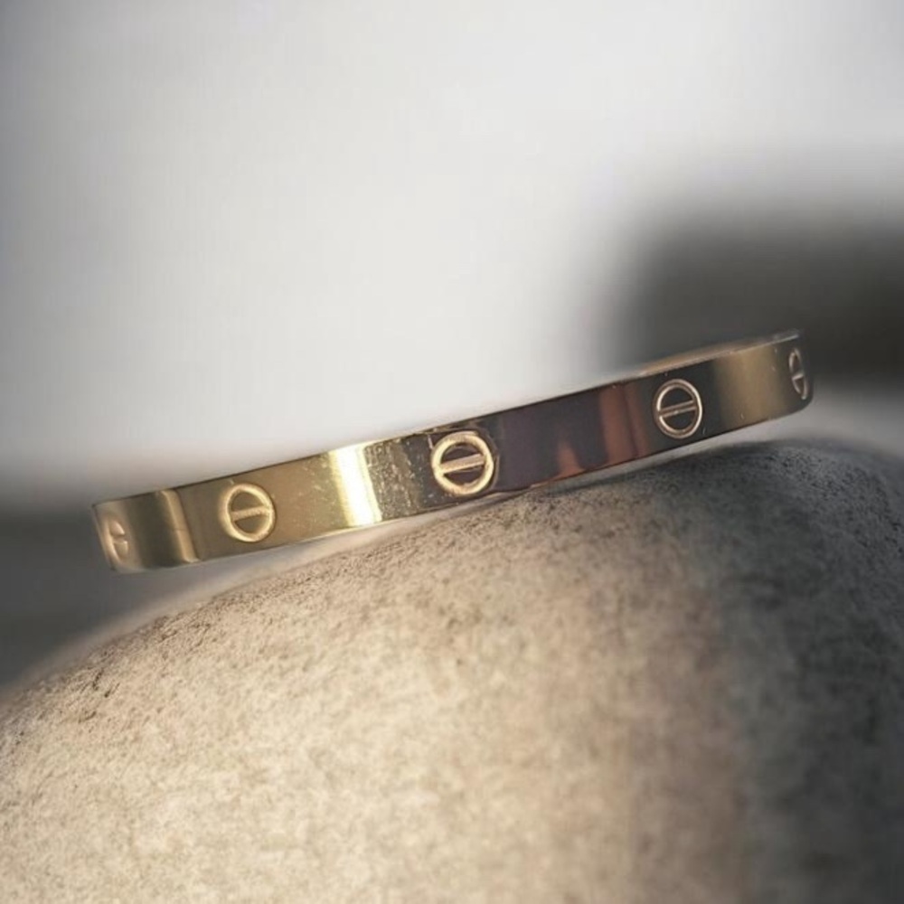 Gold Screw-Accent Bangle Bracelet